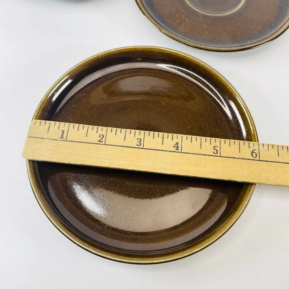 VTG Russell Wright Steubenville American Modern MCM Brown Cup Saucer Plate Lot